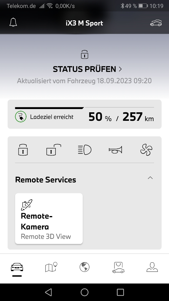 SUV von BMW iX3 mit 50 % geladen kommt auf 257 km Reichweite